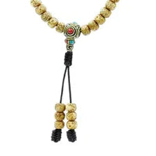 Antique Lotus Seed Mala with Tibetan Inlaid Beads