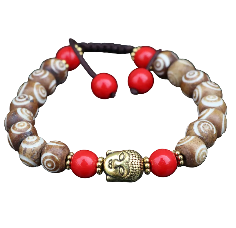 Carved Yak Bone Wrist Mala Braclet