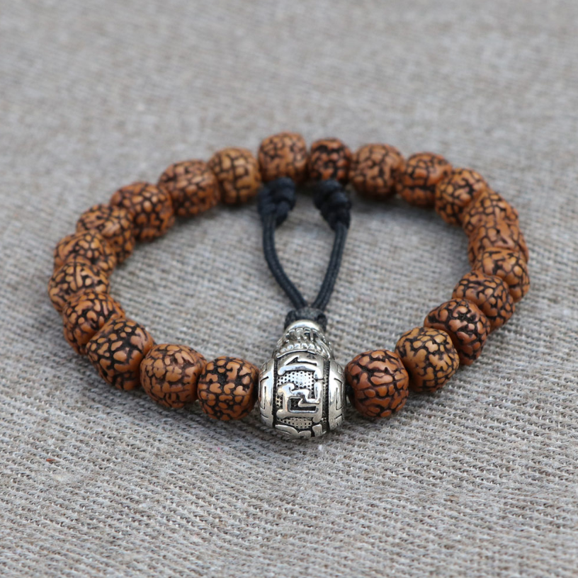 Tibetan Rudraksha Seed Mantra Wrist Mala