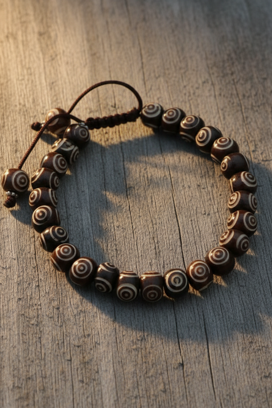 3 Eye Yak Bone Wrist Mala Bracelet