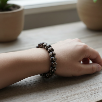 3 Eye Yak Bone Wrist Mala Bracelet