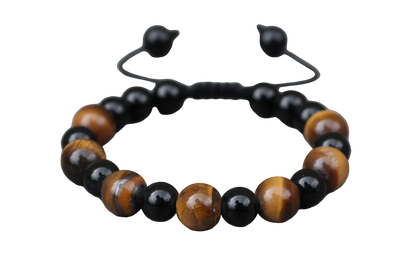 Black Onyx Stone with Tiger Eye Wrist Mala Bracelet