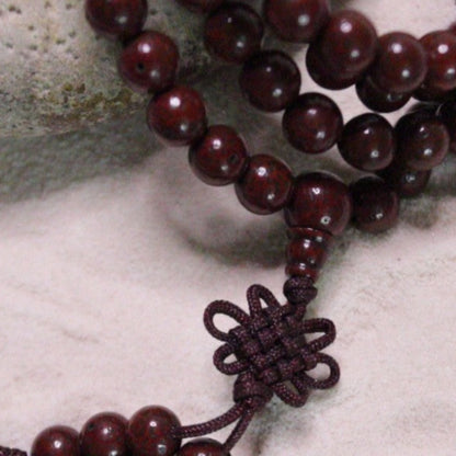 Brown Lotus Seed Mala with Macrame Lotus Blossom