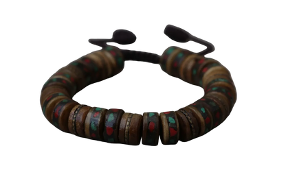 Brown Inlaid Yak Bone Wrist Mala Bracelet