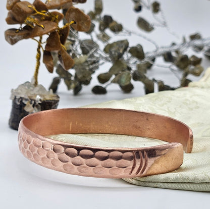 Hammered Wide Copper Bracelet