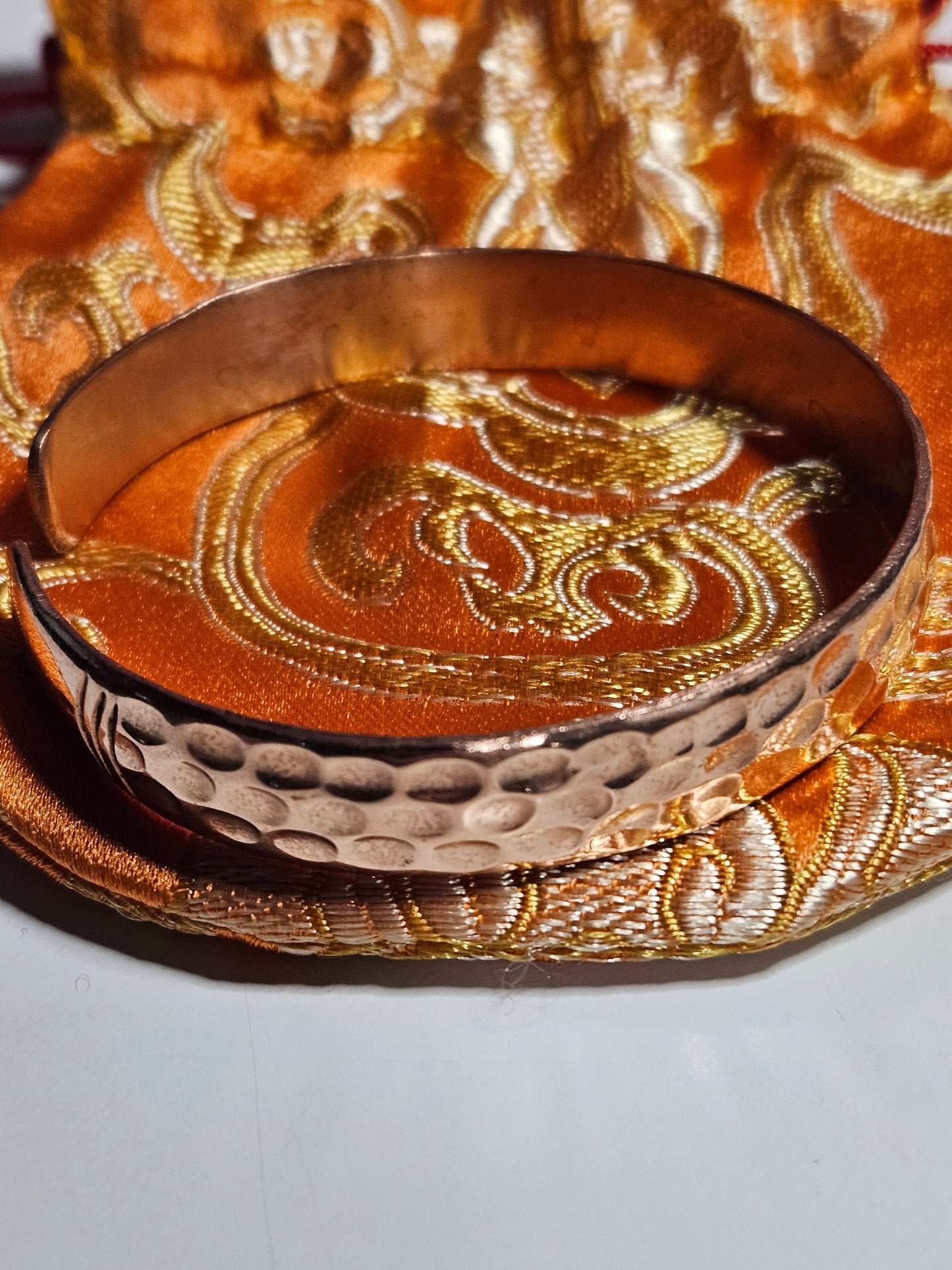 Hammered Wide Copper Bracelet