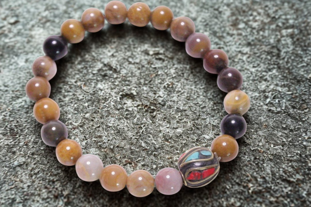 Jasper Stone Wrist Mala with Inlaid Bead