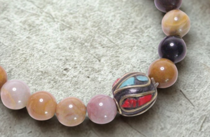 Jasper Stone Wrist Mala with Inlaid Bead