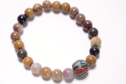 Jasper Stone Wrist Mala with Inlaid Bead