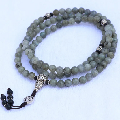 Labradorite Stone Mala With Double Dorje