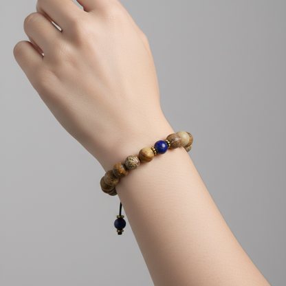 Lapis Lazuli & Jasper Stone Wrist Mala Bracelet