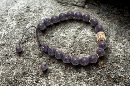 Lava Stone and Buddha Head Wrist Mala