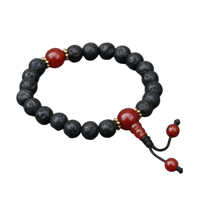Lava Stone and Carnelian Wrist Mala Bracelet