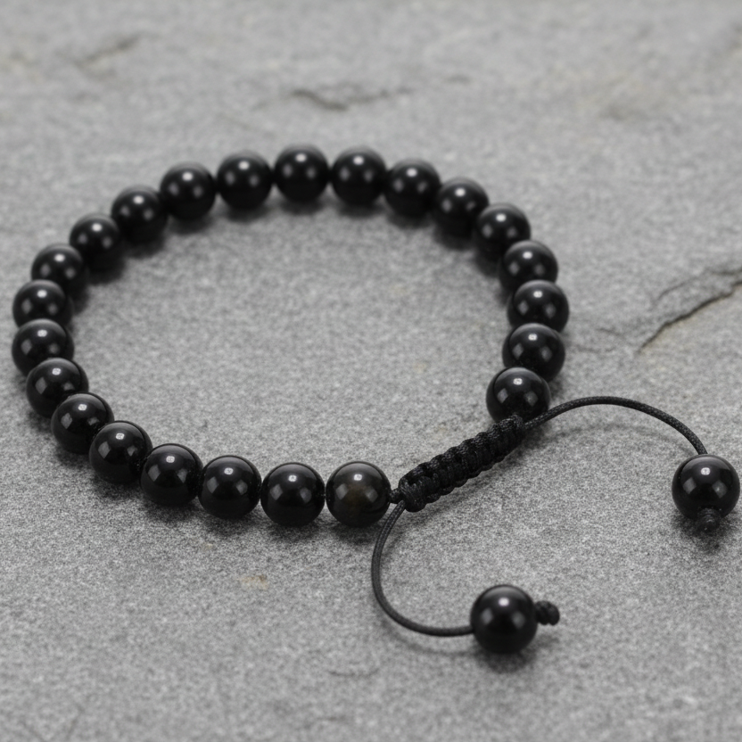 Black Obsidian Stone Wrist Mala