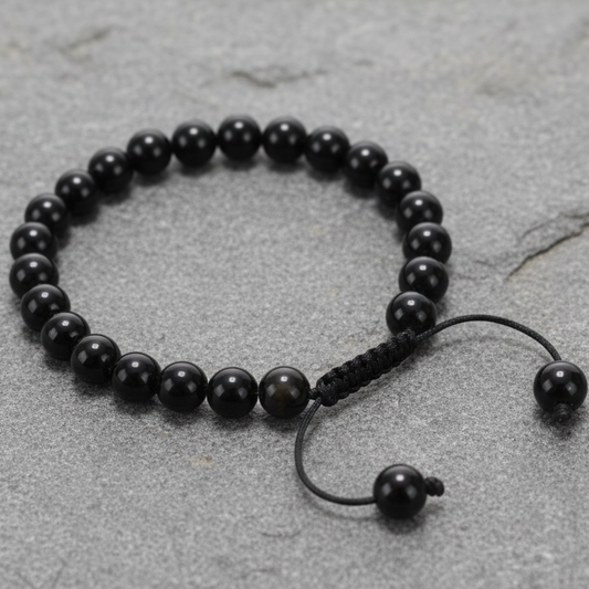 Black Obsidian Stone Wrist Mala