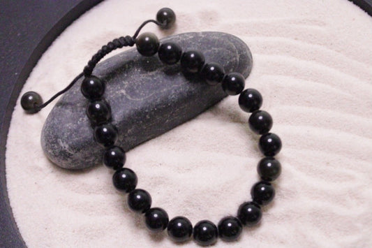 Black Obsidian Stone Wrist Mala