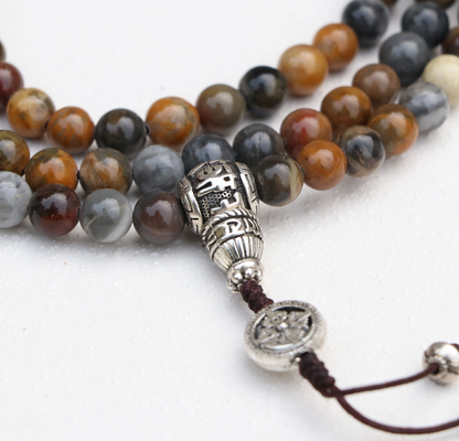River Stone Mala with Double Dorjee