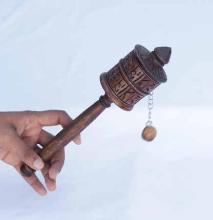 Mantra Wooden Hand Prayer Wheel