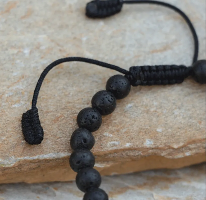 Dzi Bead Lava Stone Wrist Bracelet