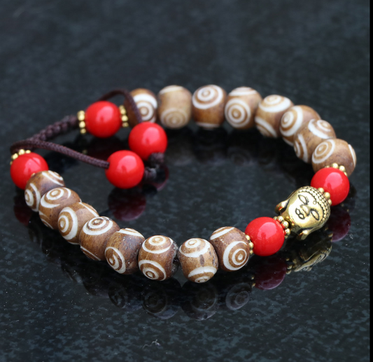 Carved Yak Bone Wrist Mala Braclet