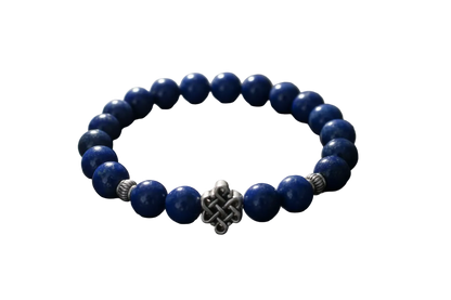 Lapis Lazuli Wrist Mala Bracelet with Endless Knot
