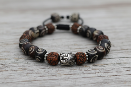 Buddha Head Yak Bone Wrist Mala Bracelet