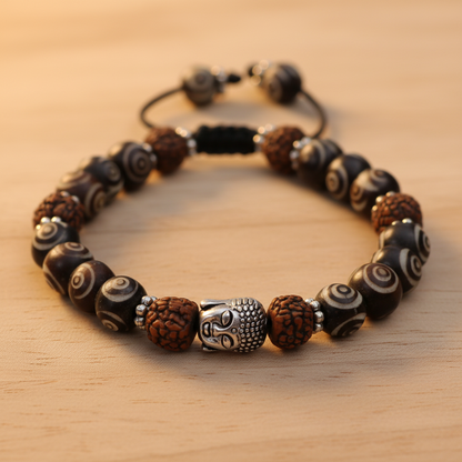 Buddha Head Yak Bone Wrist Mala Bracelet