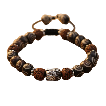 Buddha Head Yak Bone Wrist Mala Bracelet