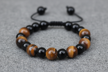 Black Onyx Stone with Tiger Eye Wrist Mala Bracelet