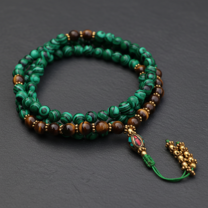 Tiger Eye and Malachite Stone Mala
