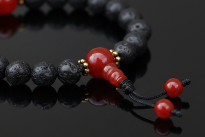 Lava Stone and Carnelian Wrist Mala Bracelet