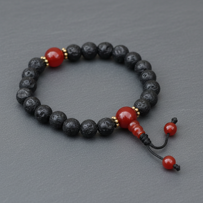 Lava Stone and Carnelian Wrist Mala Bracelet
