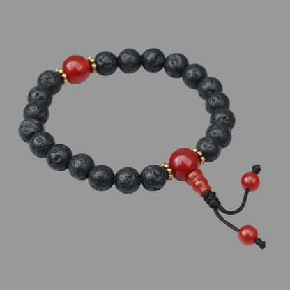 Lava Stone and Carnelian Wrist Mala Bracelet