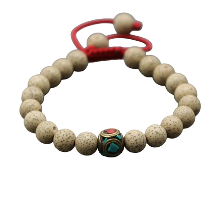 Lotus Seed and Inlaid Brass Wrist Mala Bracelet
