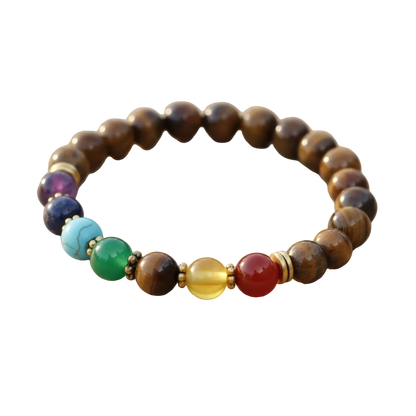 7 Chakra Tiger Eye Stone Wrist Mala Bracelet