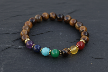 7 Chakra Tiger Eye Stone Wrist Mala Bracelet