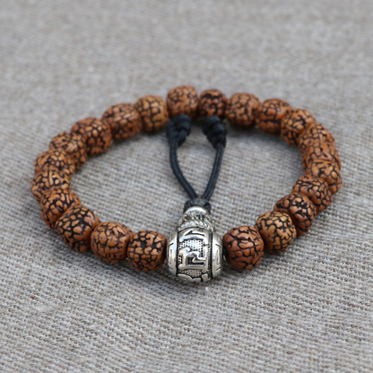 Tibetan Rudraksha Seed Mantra Wrist Mala