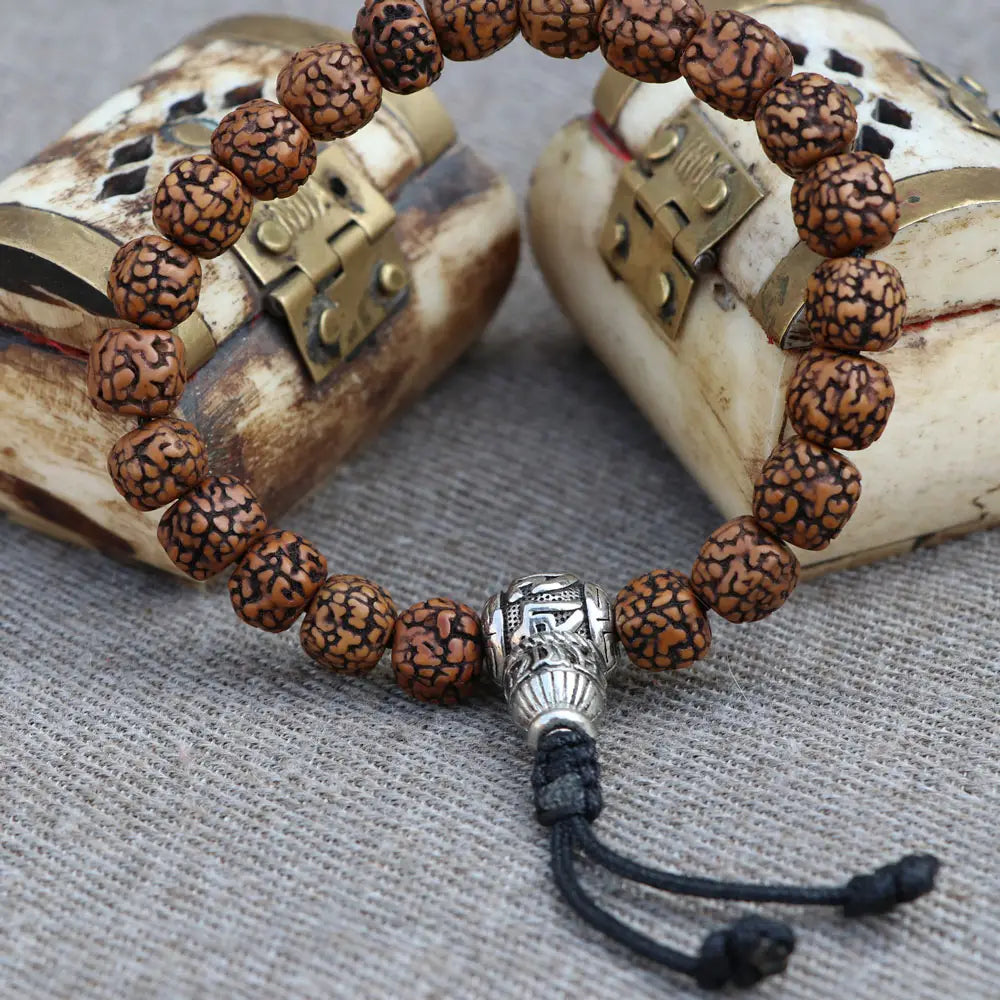 Tibetan Rudraksha Seed Mantra Wrist Mala