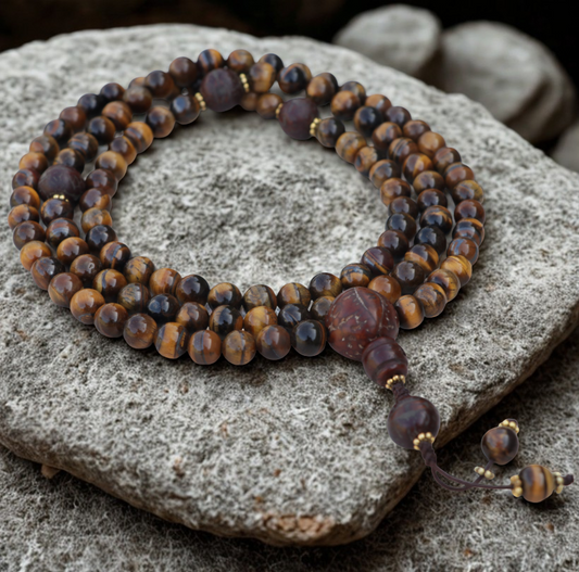 Tiger Eye Stone Bodhi Seed Mala