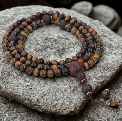 Antique Bodhi Tiger Eye Stone Mala