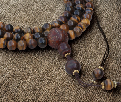 Antique Bodhi Tiger Eye Stone Mala
