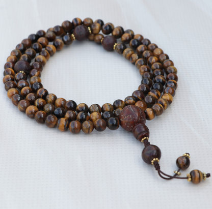 Tiger Eye Stone Bodhi Seed Mala