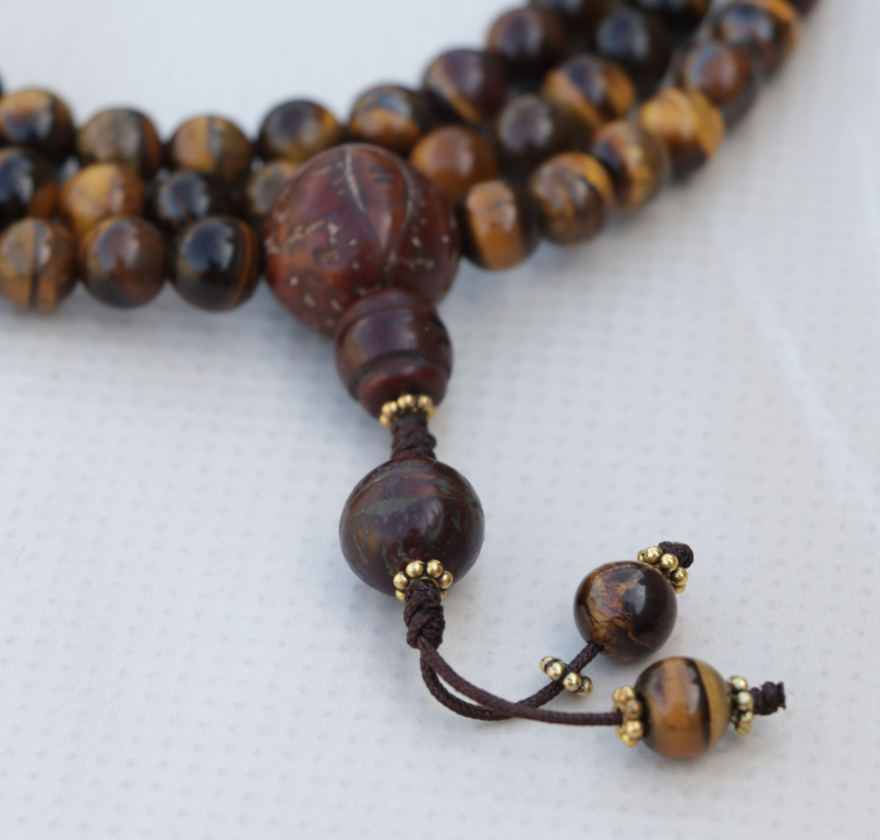 Tiger Eye Stone Bodhi Seed Mala