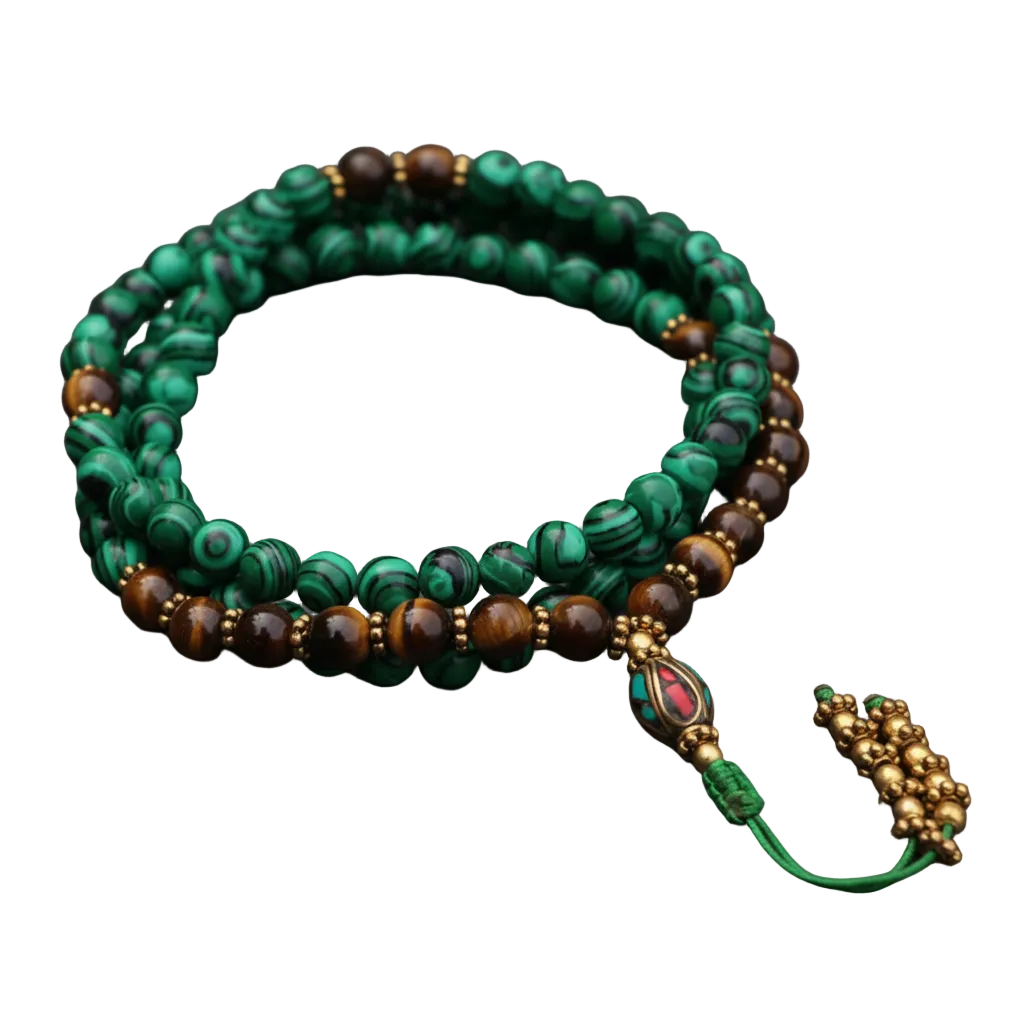 Tiger Eye and Malachite Stone Mala