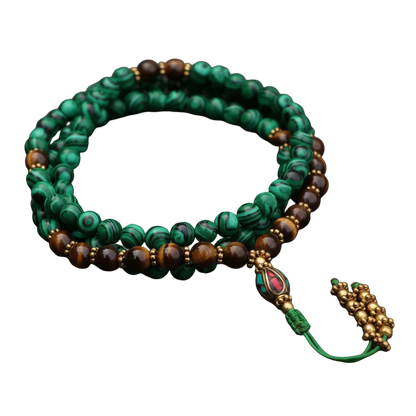 Tiger Eye and Malachite Stone Mala